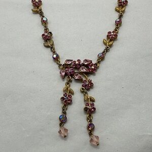 Elegant Pink and Gold Floral Necklace